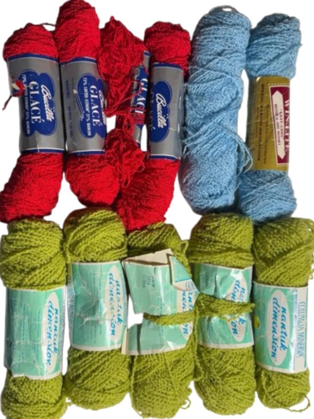 Vintage Bundle Yarn Collumbia Minerva Nantuk Dimension & Bucilla Glace #513
